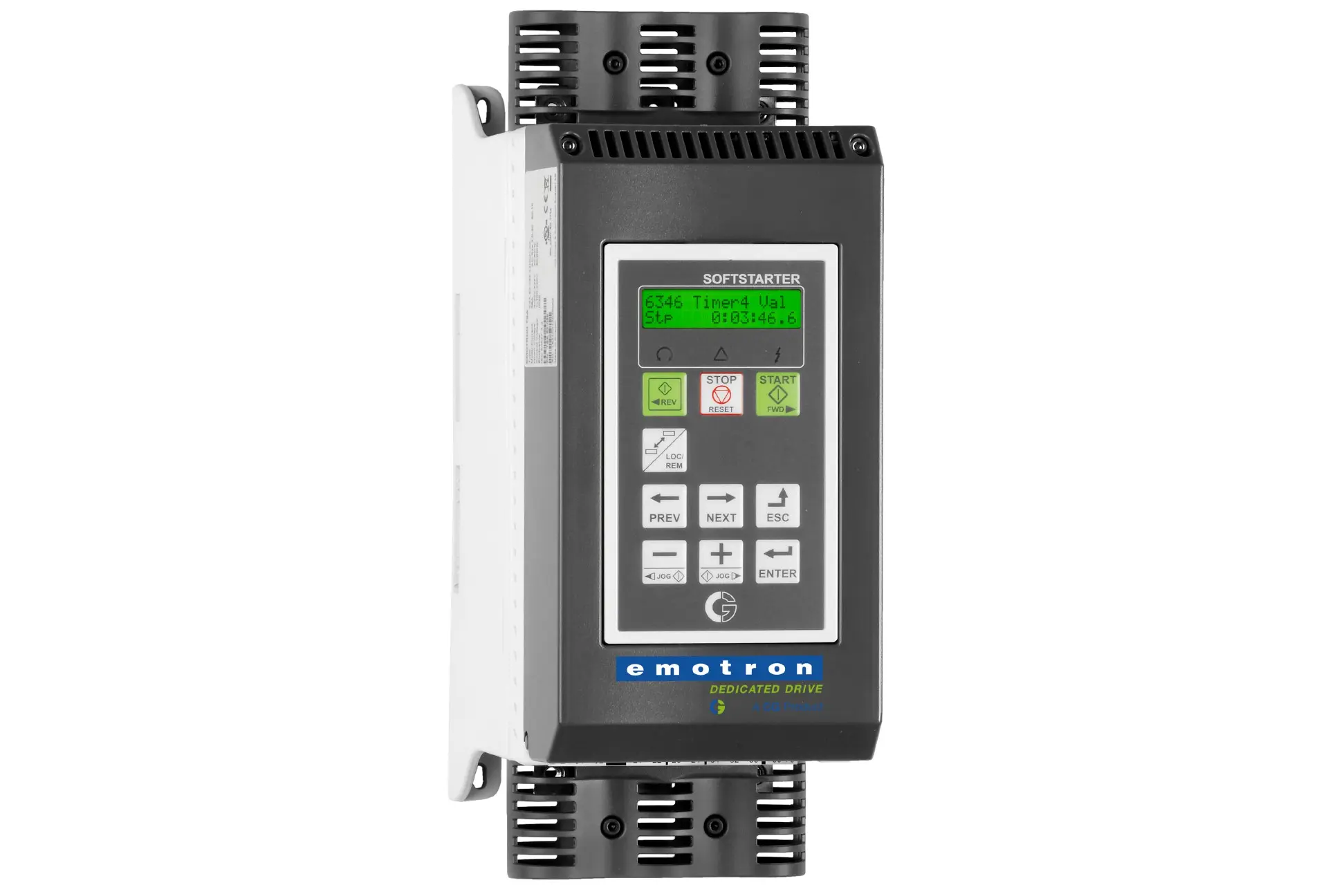 Arrancador suave Emotron TSA con display HMI, distribuido por E3 Solutions en Guatemala